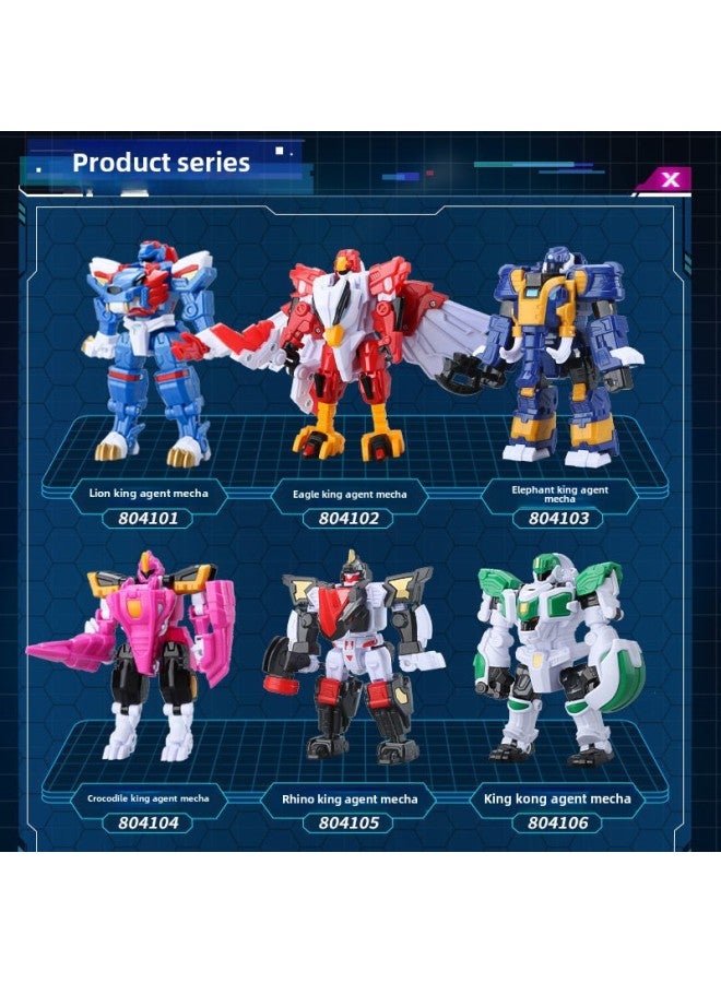 لعبة التحول العميل الصغير هدية للأولاد Madness Lion King Mecha Fusion Dinosaur Super Beast King Power ثلاثة في واحد اللون: The Rhino King Xiao Ao The Beast King Mecha - Image 5