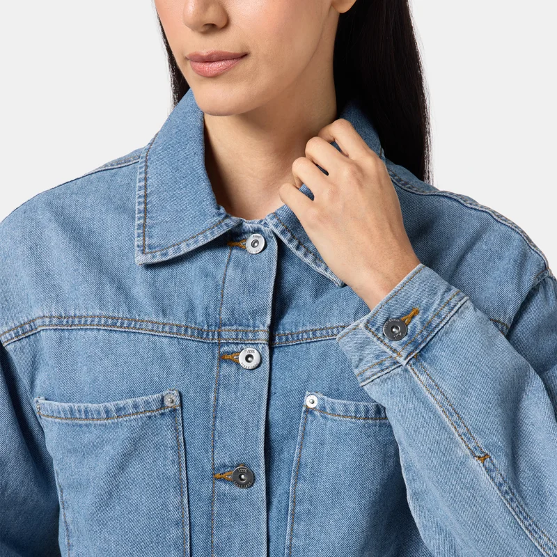 VANS Blue Women's Raynes Denim Crop Jacket for Women | Best Price UAE