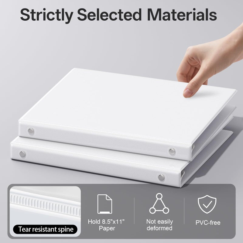 GNL 1/2 Inch Binders 3 Ring Economy, 1/2" Round Ring, Clear View Binder Three Ring PVC-Free & Non-Stick for School or Office Supplies, White, 12 Packs, Bulk - Image 5
