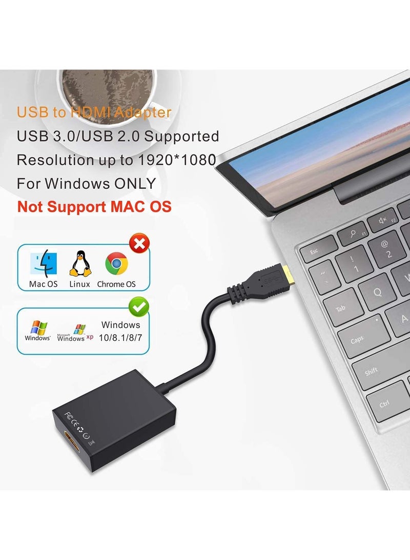 erorex Usb to Hdmi Adapter, USB 3.0/2.0 to HDMI 1080p Video Graphics Cable Converter with Audio for PC Laptop Projector  - Image 4