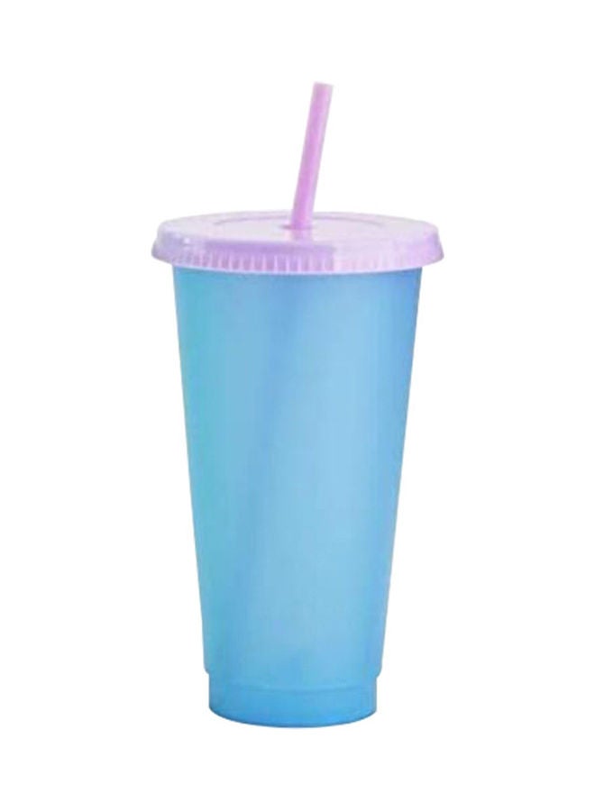NIBEMINENT Water Bottle Cup With Lid And Straw Blue