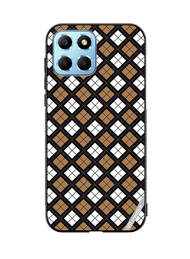 VR CREATIVE Protective Case Cover For Honor X8 5G Black White Brown Checkered Pattern Design Multicolour - Image 1