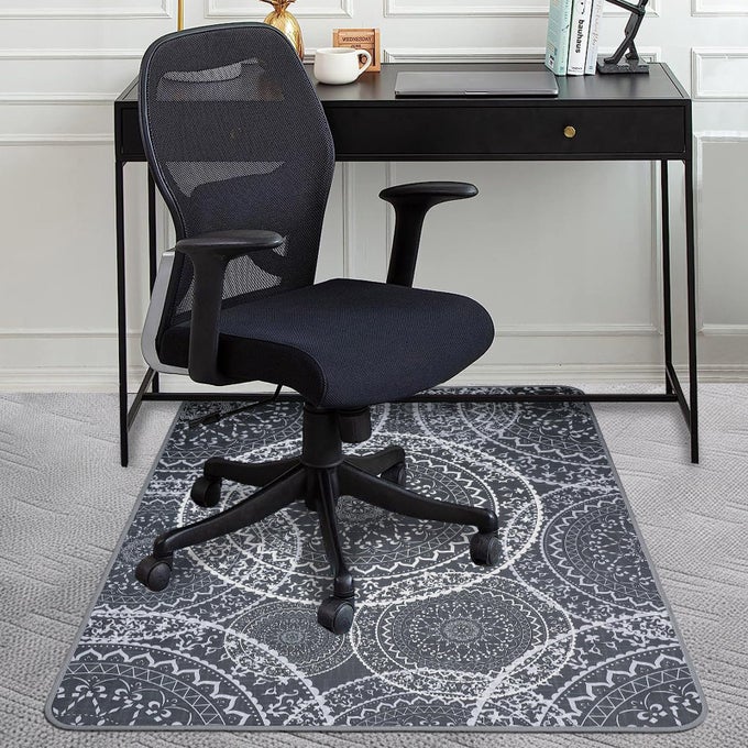 CHAIR MAT FOR CARPETED FLOORS PREMIUM QUALITY HARD MATERIAL OFFICE FLOOR MATS FOR COMPUTER DESK ON CARPET EASY GRIDE FOR CHAIRS 36X48 GREY