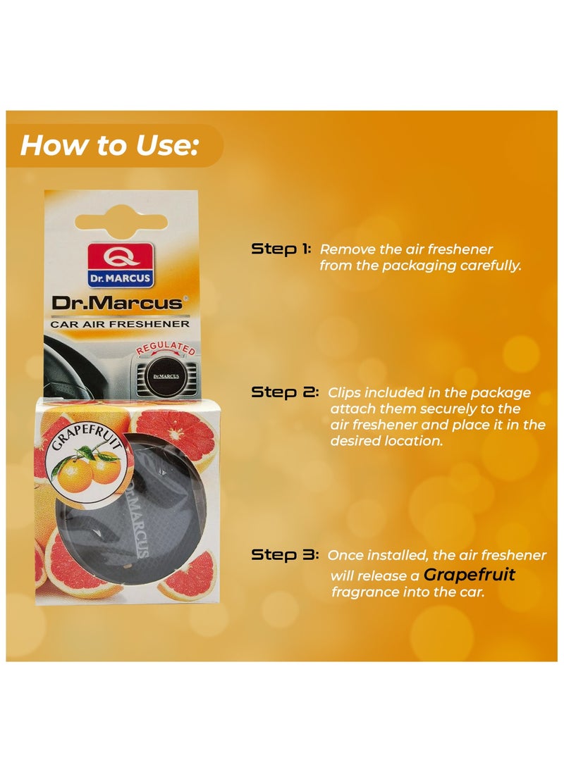 Dr.MARCUS Dr. Marcus Car Air Freshener – Premium Grapefruit Scent, Regulated Vent Clip Design for Long-Lasting Freshness, Stylish Black Compact Air Freshener for Cars, Eliminates Odors and Enhances Driving Experience  - Image 3