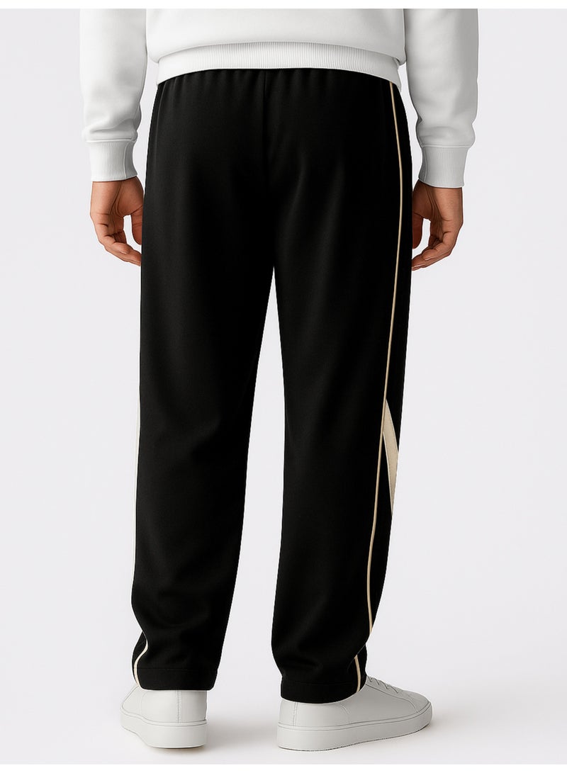 Maniac Mens Piping Black and Biscuit Cotton Baggy Trackpant - Image 4