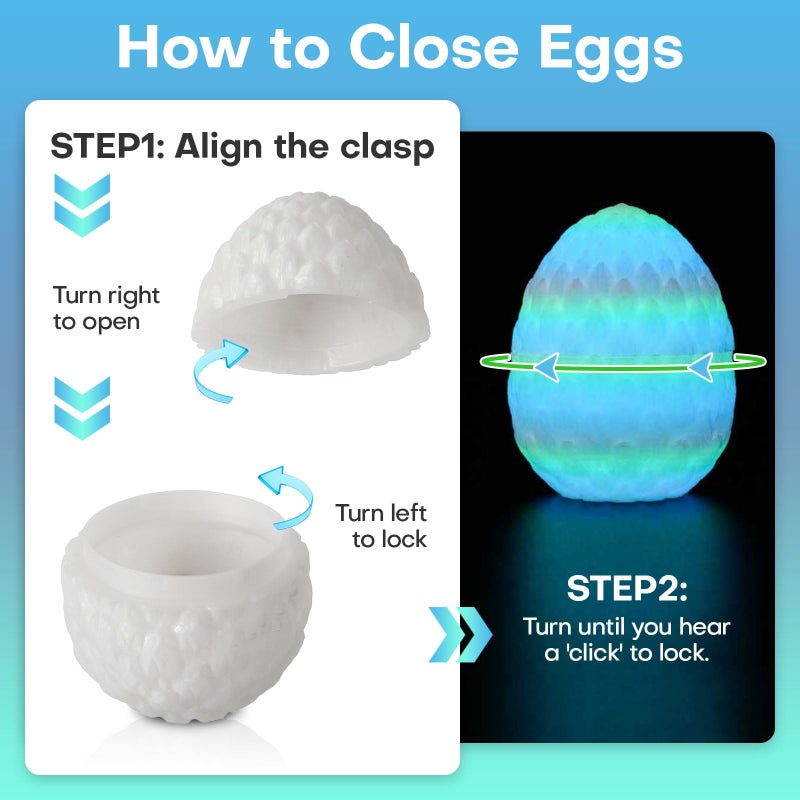 SYEFKJSA 3D Printed Dragon Eggs with Dragon Inside - 12Inch,Articulated Fidget 3D Printed Animals, Interesting Decorative Gift, Easter Basket Essentials Stuffers (Glow in the Dark) - Image 5