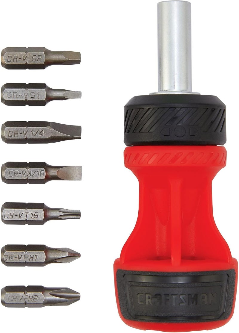 CRAFTSMAN Ratcheting Screwdriver Stubby Push-n-Pick Set with Multi-Bits, 8 Piece - Image 2