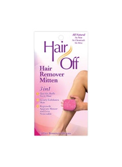 Hair Off Hair Remover Mitten - All-Natural, Painless & Chemical Free - Full Body Hair Removal - Slows & Lessens Regrowth - Exfoliates Skin (3 Mittens Per Box)