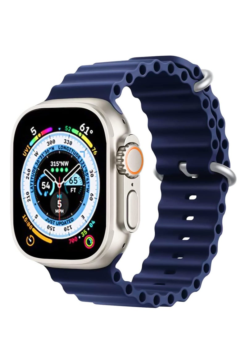 يوتشوانغ لسوار ساعة آبل 38 مم 40 مم 41 مم حزام رياضي بديل من سيليكون المحيط مع مشبك من الفولاذ المقاوم للصدأ حزام معصم ناعم وقابل للتنفس لساعة آبل SE السلسلة 8 7 6 5 4 3 2 1 (أزرق منتصف الليل) - Image 1