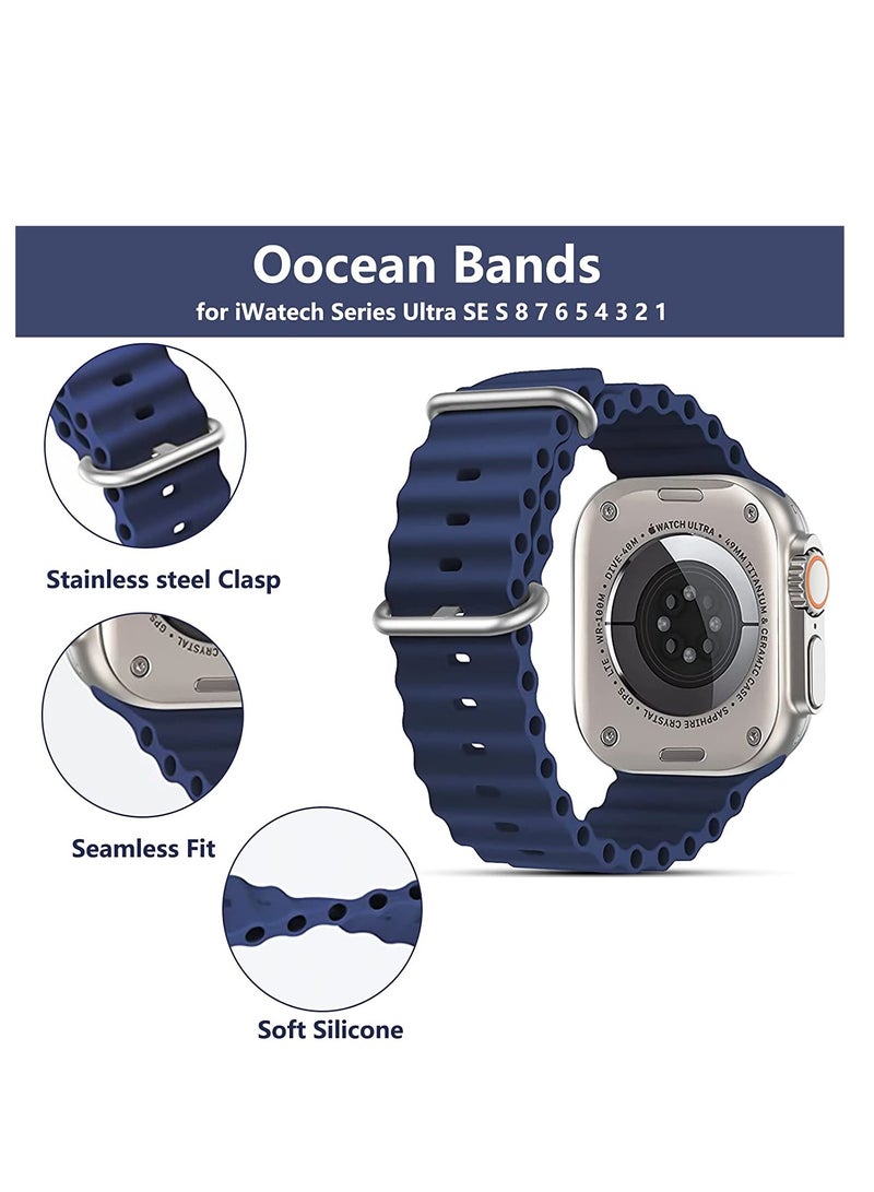 يوتشوانغ لسوار ساعة آبل 38 مم 40 مم 41 مم حزام رياضي بديل من سيليكون المحيط مع مشبك من الفولاذ المقاوم للصدأ حزام معصم ناعم وقابل للتنفس لساعة آبل SE السلسلة 8 7 6 5 4 3 2 1 (أزرق منتصف الليل) - Image 3