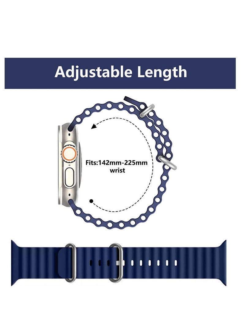 يوتشوانغ لسوار ساعة آبل 38 مم 40 مم 41 مم حزام رياضي بديل من سيليكون المحيط مع مشبك من الفولاذ المقاوم للصدأ حزام معصم ناعم وقابل للتنفس لساعة آبل SE السلسلة 8 7 6 5 4 3 2 1 (أزرق منتصف الليل) - Image 4