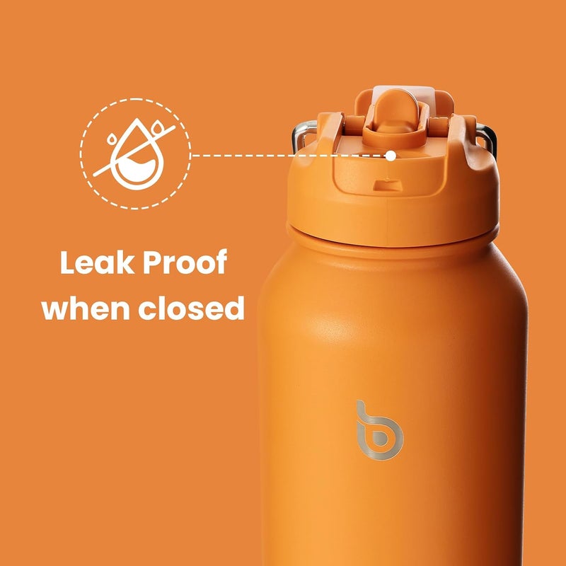 bottle bottle bottlebottle BOTTLE BOTTLE 40 oz sports water bottle stainless steel insulated water bottle with straw and pills holder (orange) - Image 4