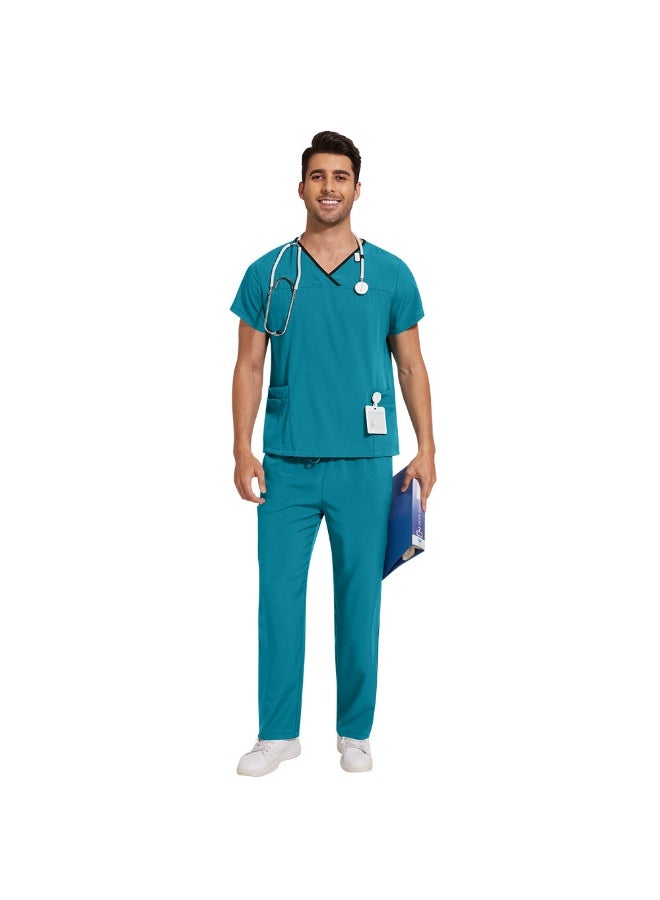 NIBEMINENT Surgical Uniforms Lab Workwear Clothes Nurse Scrubs Set Men Nurse Accessories Medical Uniform Surgical Dental Clinical Top Pants - Image 1