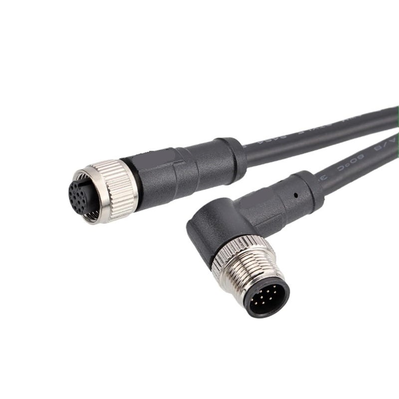 M12 Molded Waterproof Connector Straight Elbow 3P4 pin 5 Hole 8 core 17 core Wiring IP67(M12 3 core C Shaped Elbow Shaped Plug 1 Meter PVC) - Image 2
