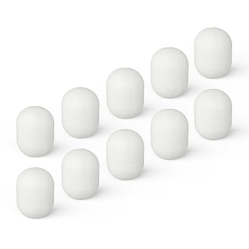 Cubilux Foam Cover for Lavalier Lapel Microphone, Windscreen for Mini Clip-On Lav MIC, Foam Cover, 10-Pack, White - Image 1