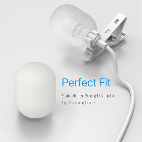 Cubilux Foam Cover for Lavalier Lapel Microphone, Windscreen for Mini Clip-On Lav MIC, Foam Cover, 10-Pack, White - Image 5