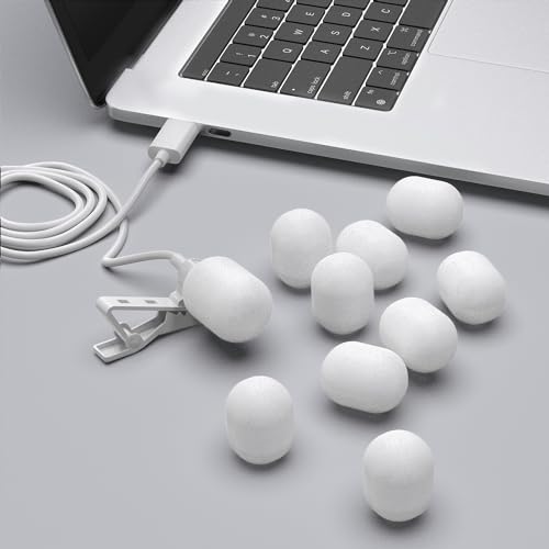 Cubilux Foam Cover for Lavalier Lapel Microphone, Windscreen for Mini Clip-On Lav MIC, Foam Cover, 10-Pack, White - Image 3
