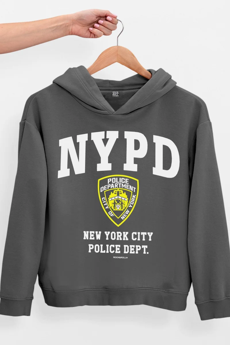 روك اند رول Nypd Anthracite Oversize Hooded Thick Women's Sweatshirt