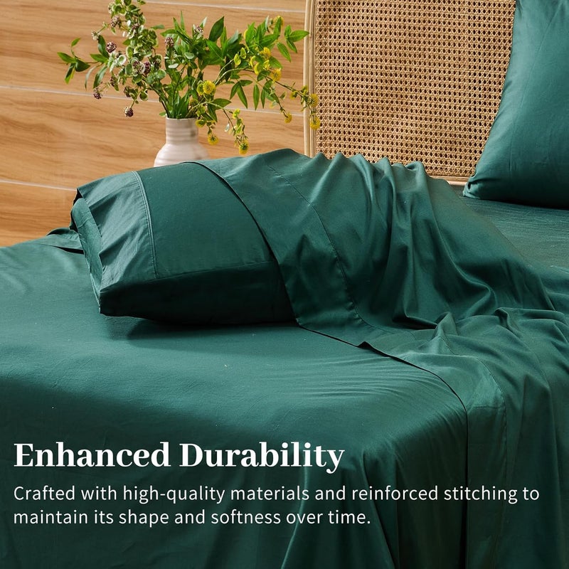 Bedlifes Deep Pocket Sheets 18-24 Inch, California King Size Egyptian Cotton 1000 Thread Count, 4-Piece - Fits Extra Thick Mattresses, Cooling & Breathable (Dark Green) - Image 5