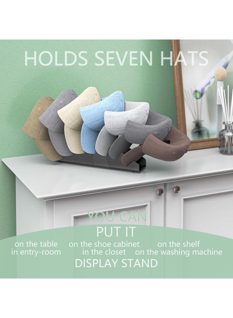 TPGP 2 Pcs Acrylic Hat Organizer Display Stand for Baseball Caps - Holds 14 Caps, No Installation Required, Black  - Image 3