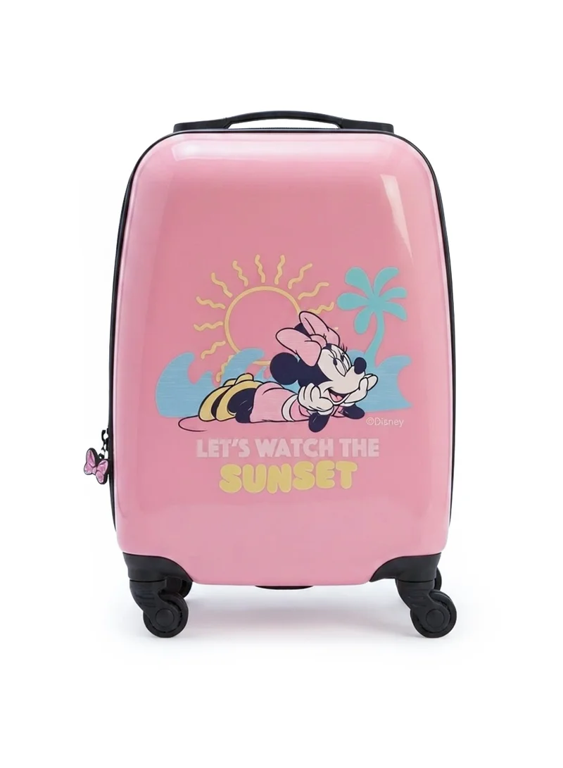 Disney Minnie Mouse 16" Kids Hard Shell Trolley Luggage – Pink ABS + PC UV Print Carry-On Suitcase with 360° Spinner Wheels