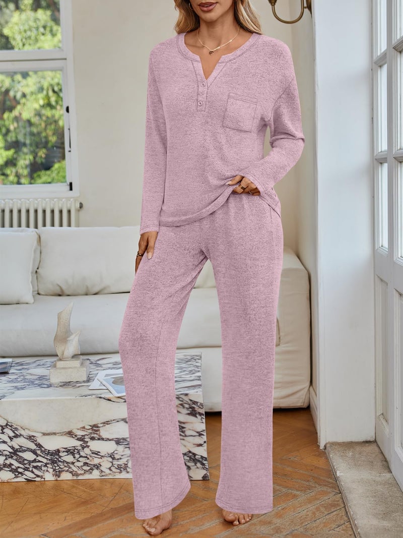 LILLUSORY Womens 2 Piece Lounge Sets Winter Outfits 2026 Sweatsuit Matching Pjs Airport Vacation Travel Fall Pajamas Fashion Pink L - Image 2