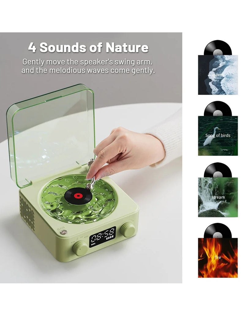 AROAQ Sleep Aid Bluetooth Speaker, Multifunction Stereo Vinyl Record Player With Adjustable Lights, Portable Vintage Aesthetic Design Wireless Subwoofer With Natural Sleep Sounds, (Green) - Image 4