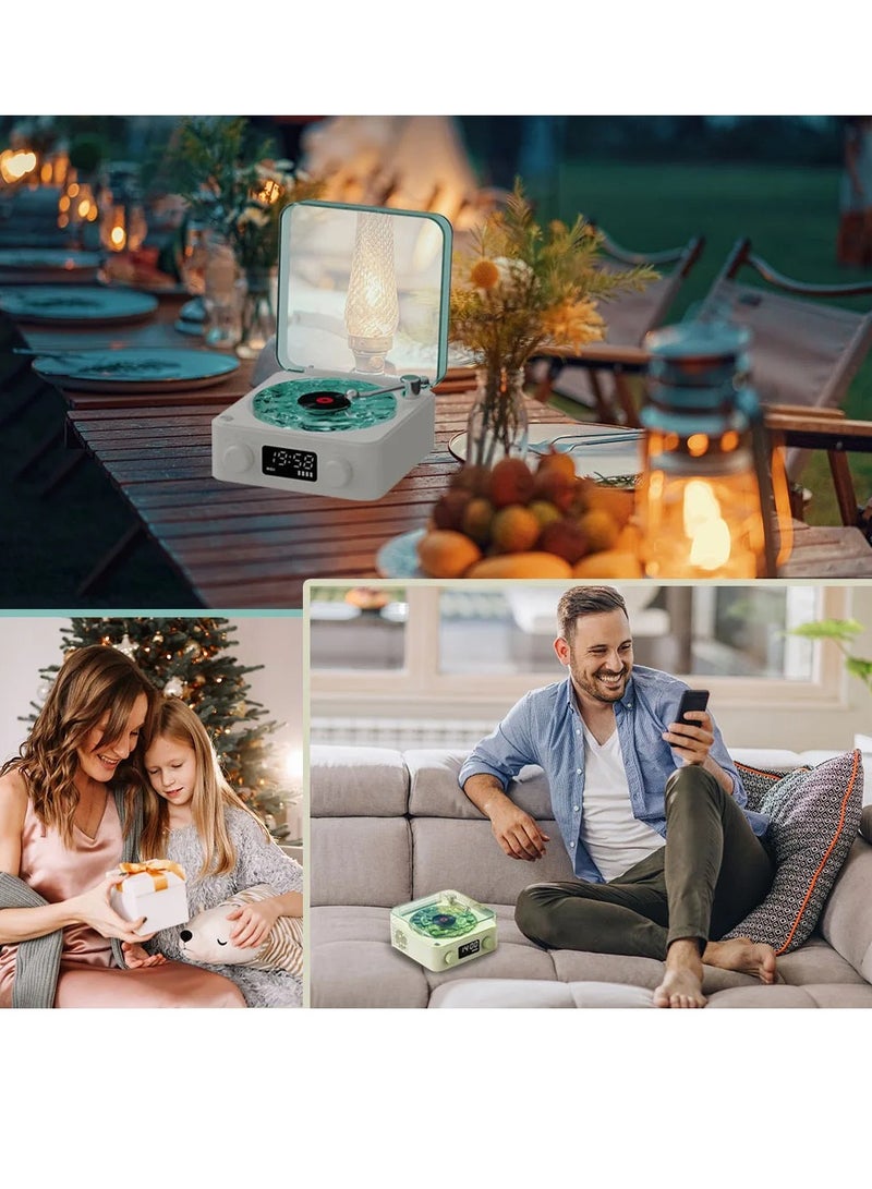 AROAQ Sleep Aid Bluetooth Speaker, Multifunction Stereo Vinyl Record Player With Adjustable Lights, Portable Vintage Aesthetic Design Wireless Subwoofer With Natural Sleep Sounds, (Green) - Image 5