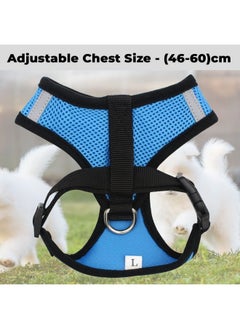 Kuber Industries Dog Harness With Adjustable Leash|Breathable Polyester Mesh|Large Size|Comfortable No-Pull Grip | Quick Release Buckles | Blue Pet Walking Set | Secure And Stylish Dog Harness  - Image 4