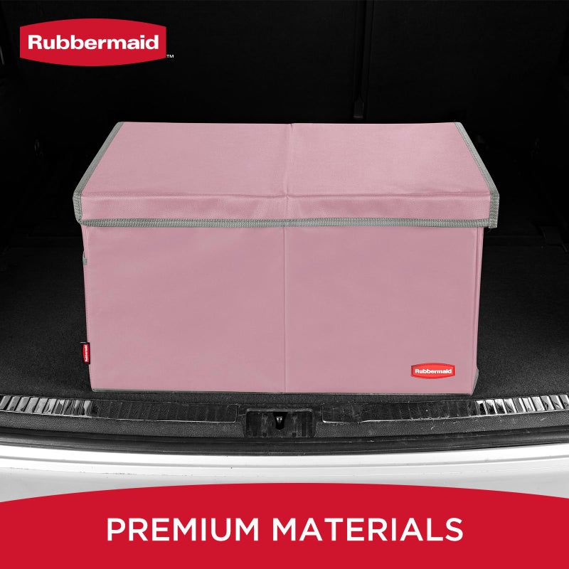 Rubbermaid Car Organizer, Collapsible Trunk Organizer, Multi-Compartment Car Storage Organization for Car Accessories, 2 Compartments With Cover, 21.65"*14.17"*12.2" - Pink - Image 2