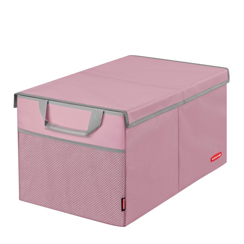 Rubbermaid Car Organizer, Collapsible Trunk Organizer, Multi-Compartment Car Storage Organization for Car Accessories, 2 Compartments With Cover, 21.65"*14.17"*12.2" - Pink - Image 1