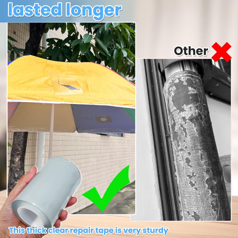 Tikfoam Waterproof Repair Tape for Fabric, Awning, RV Roof, Underbelly, Tarp, Tent, Sail and Boat Cover Outdoor Repair Patch, Heavy Duty, Clear, Multipurpose - Image 4
