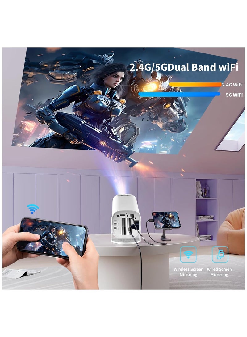 Pomefar Mini Projector 4K Support, Portable Projector WiFi6 BT 5.0 Android 11, Smart Projector Auto Horizontal Correction,180°Rotatable Outdoor Movie Projector Compatible with Phone - Image 4