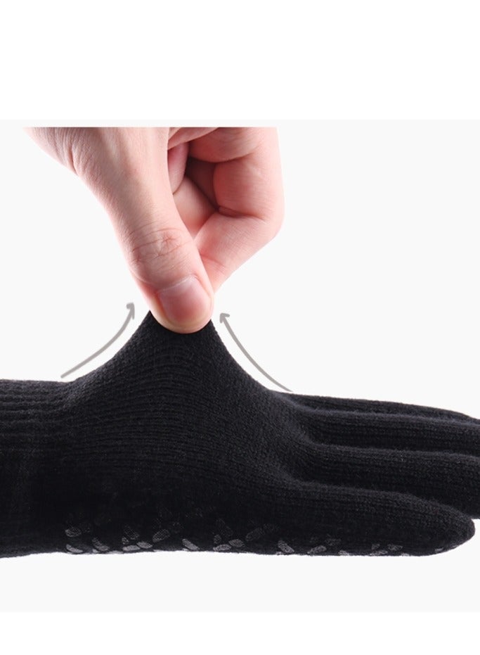 2 Pairs of Winter Knit Gloves, Warm Full Fingers for Men and Women, Upgraded Touch Screen Anti-Slip Fleece Lined Gloves for Winter Outdoor Sports, 21x11CM (Black)  - Image 4