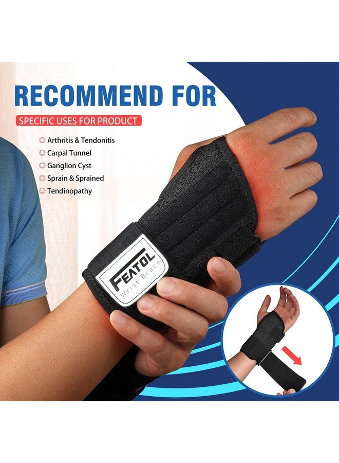 FEATOL 2 Pack Carpal Tunnel Wrist Brace For Work With Wrist Splint, Adjustable Wrist Guard Daytime Support For Women Men, Pain Relief For Pregnancy, Typing, Arthritis, Tendonitis, Right Hand Left Hand, Large - Image 4
