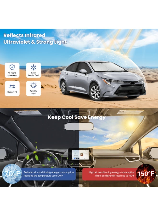 FETUSI Sunshades for Toyota Corolla 2020–2024 2025 Hatchback – 6PCS Car Sun Shade Windshield & Side Window Cover Set – Privacy UV Protection Accessories for Camping, Baby Rest, Interior Cooling – Foldable with Bag - Image 4