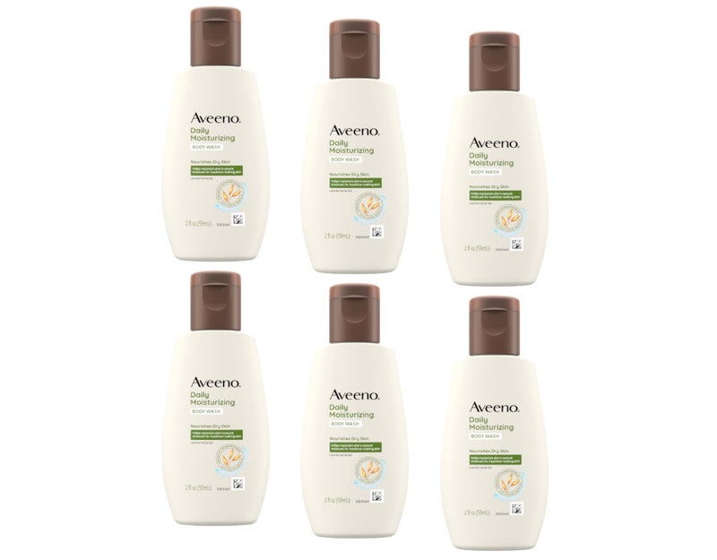 Aveeno Daily Moisturizing Body Wash, Travel Size, 2 Fluid Ounce (Pack of 6) - Image 1