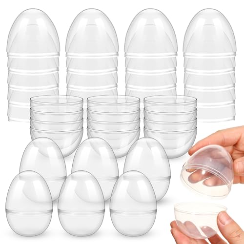 Silipull 36 Pack 31 Inch Jumbo Empty Plastic Eggs Fillable Eggs for Egg Hunts Candy Basket Stuffers Party Favors DIY CraftsClear - Image 1