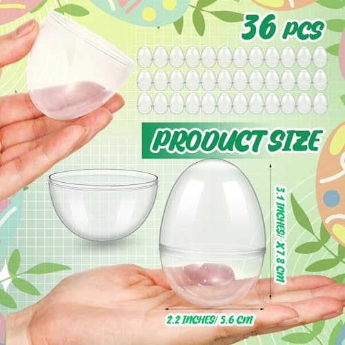 Silipull 36 Pack 31 Inch Jumbo Empty Plastic Eggs Fillable Eggs for Egg Hunts Candy Basket Stuffers Party Favors DIY CraftsClear - Image 3