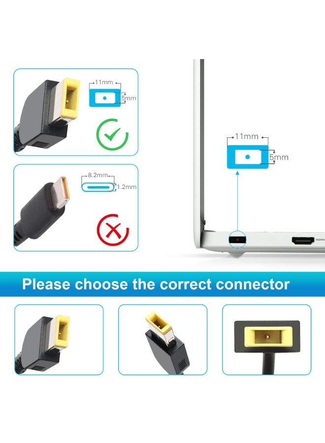 EAZZY 20V 3.25A 65W Rectangle USB Tip Lenovo Laptop Charger  for Lenovo Thinkpad T470 T470S T460 E531 E570 E560 L470 L460 L440 T440 T450 T540P X270 X250 X240 Laptop Charger with Power Adapter - Image 2