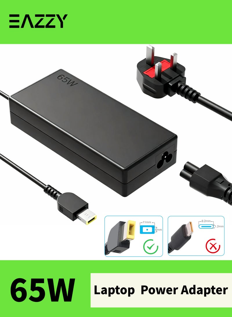 EAZZY 20V 3.25A 65W Rectangle USB Tip Lenovo Laptop Charger  for Lenovo Thinkpad T470 T470S T460 E531 E570 E560 L470 L460 L440 T440 T450 T540P X270 X250 X240 Laptop Charger with Power Adapter - Image 1