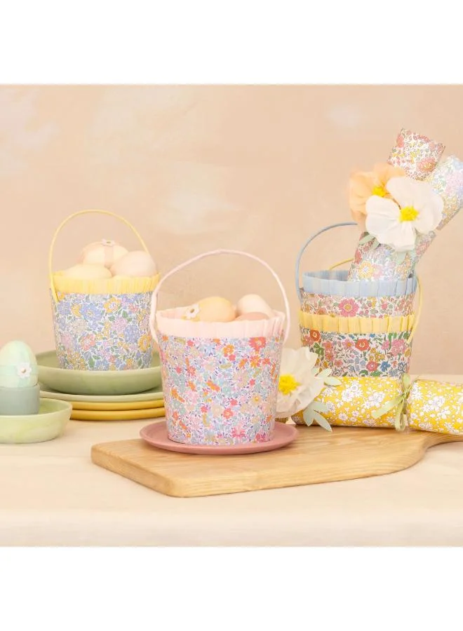 Meri Meri  x Liberty Paper Baskets - Set of 6 Liberty Floral Paper Baskets with Ruffled Crepe Trim and Twisted Handles, Stylish Easter Decoration, Egg Hunts, Table Display & Party Favors  | Best Price UAE