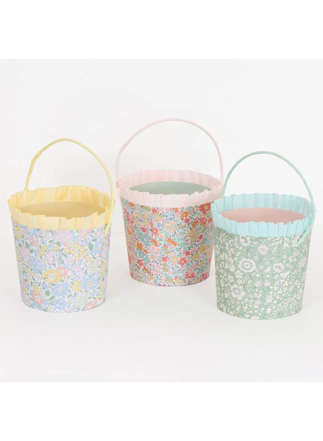Meri Meri x Liberty Paper Baskets - Set of 6 Liberty Floral Paper Baskets with Ruffled Crepe Trim and Twisted Handles, Stylish Easter Decoration, Egg Hunts, Table Display & Party Favors - Image 5