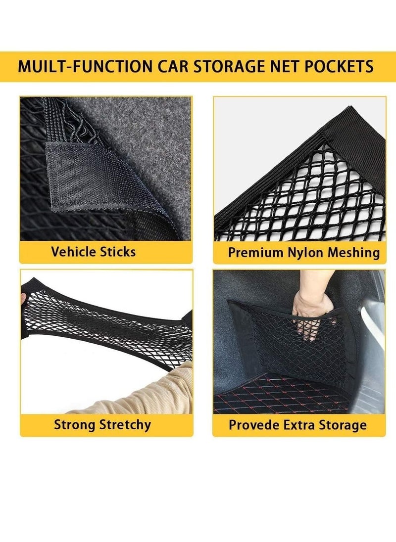 Rubik Car Trunk Organizer Net Pocket, 1 Pack Mesh Cargo Net Storage Organizer Small Elastic Pouch Bag for Nissan Patrol Armada Pathfinder Kicks Juke Murano Rogue Xterra (25x40cm)  - Image 3