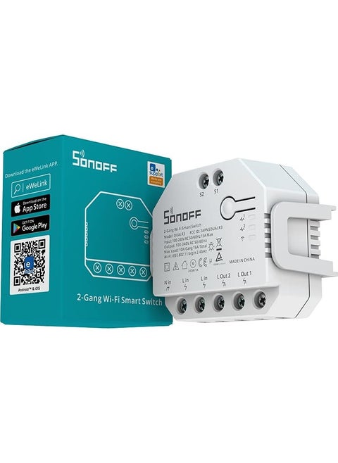 Sonoff 2-Gang Wi-Fi Smart Touch Wall Switch – Remote & Voice Control Compatible with Alexa & Google Assistant