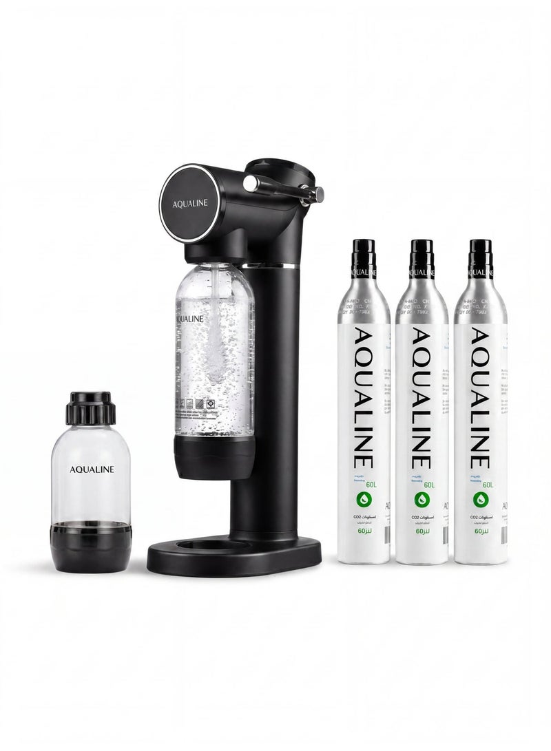 AQUALINE ESSENCE Sparkling Water Maker | Soda Maker | Ultimate Kit | 3× CO₂ Cylinders | Black - Image 1