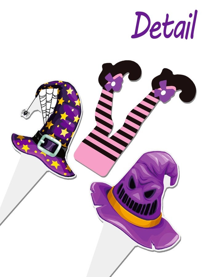 umoni Halloween Party Decorations Witch Hat and Legs Cupcake Toppers 48PCS Witch Stocking Theme Cake Decorations Fantasy Hats Shoes Cupcake Picks for Magic Wizard Birthday Baby Shower Party Supplies - Image 3