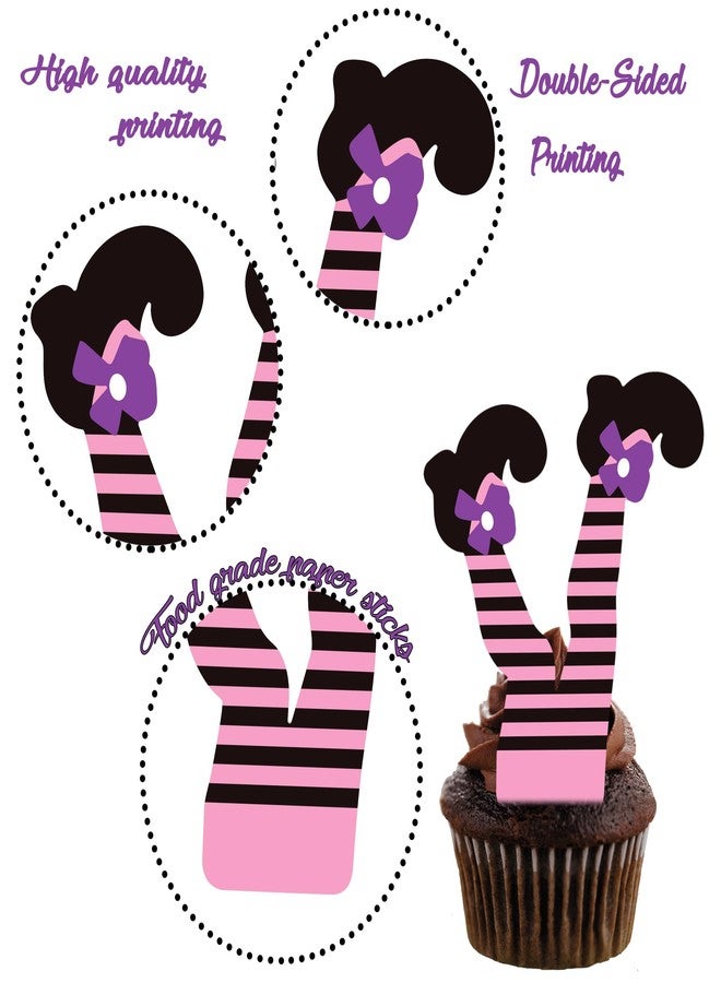 umoni Halloween Party Decorations Witch Hat and Legs Cupcake Toppers 48PCS Witch Stocking Theme Cake Decorations Fantasy Hats Shoes Cupcake Picks for Magic Wizard Birthday Baby Shower Party Supplies - Image 4