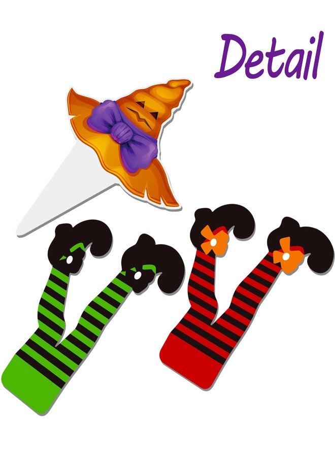 umoni Halloween Party Decorations Witch Hat and Legs Cupcake Toppers 48PCS Witch Stocking Theme Cake Decorations Fantasy Hats Shoes Cupcake Picks for Magic Wizard Birthday Baby Shower Party Supplies - Image 5