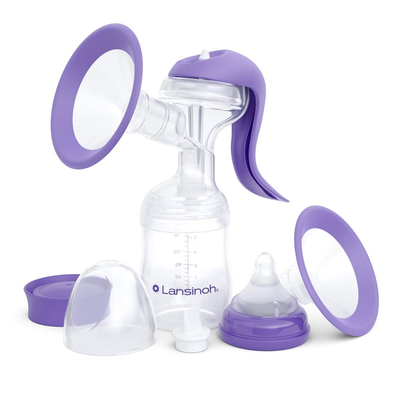 Lansinoh Manual Breast Pump, Hand Pump with Comfortable Flange, Includes 5oz Baby Bottle with Slow Flow Nipple, Breastfeeding Essentials - Image 1
